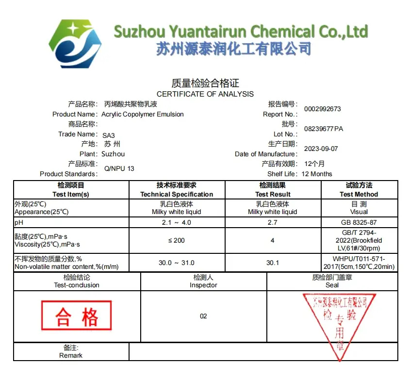 SA3/SF-1 Acrylates CopolymerIndustry China Wholesale Suspending Agent Thickening Agent CAS 25212-88-8
