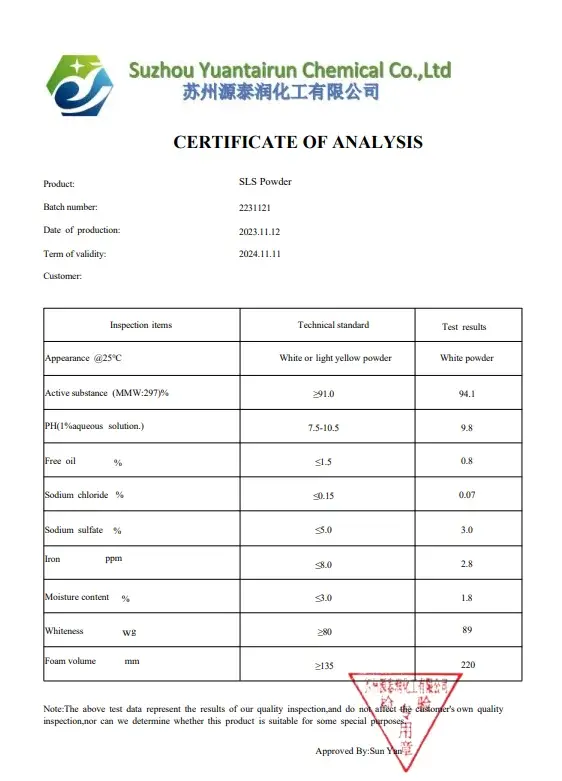 SLS Powder Sls/sds/ K12 Powder Sodium Lauryl Sulfate Washing Additives Detergent CAS 68585-47-7/151-21-3